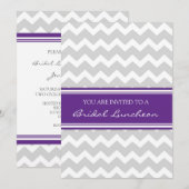 Plum Gray Chevron Bridal Lunch Invitation Cards Kaart (Voorkant / Achterkant)