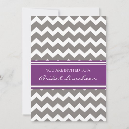 Plum Gray Chevron Bridal Lunch Invitation Cards Kaart (Voorkant)