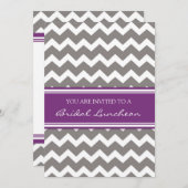 Plum Gray Chevron Bridal Lunch Invitation Cards Kaart (Voorkant / Achterkant)