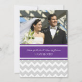 Plum Gray Chevron Foto Elopement Aankondiging (Voorkant)