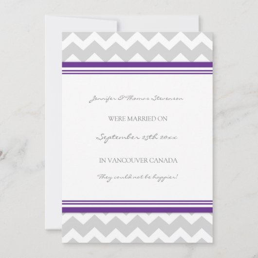 Plum Gray Chevron Foto Elopement Aankondiging (Achterkant)