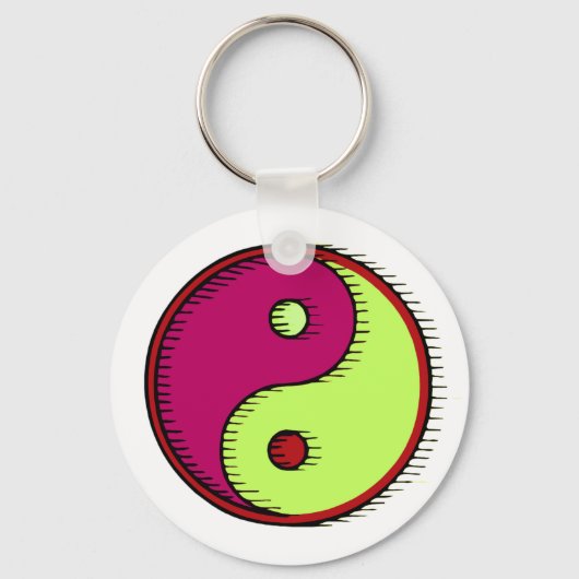 Plum Green Windblown Yin Yang Sleutelhanger (Voorkant)