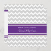 Plum Grey Chevron Custom Baby Shower Invitaties Kaart (Voorkant / Achterkant)