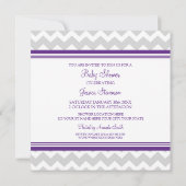 Plum Grey Chevron Custom Baby Shower Invitaties Kaart (Achterkant)