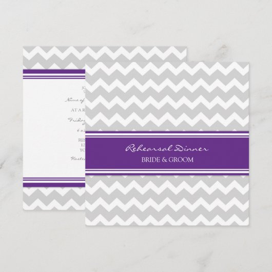Plum Grey Chevron Rehearsal Dinner Party Kaart (Voorkant / Achterkant)