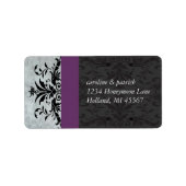 Plum Grey Damask Adresetiketten - Etiket (Voorkant)