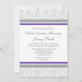 Plum Grey Damask Bridal Lunch Invitation Cards Kaart (Achterkant)