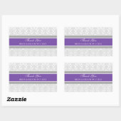 Plum Grey Damask Dank u bruiloft gunst Labels (Vel)