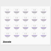 Plum Grey Damask Monogram Envelop Afdichting Hart Sticker (Vel)