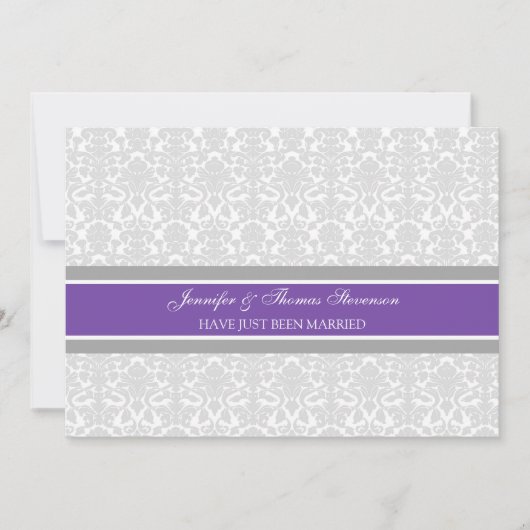 Plum Grey Damask net gehuwde koninklijke kaarten (Voorkant)