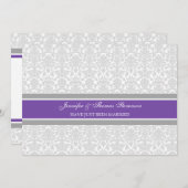 Plum Grey Damask net gehuwde koninklijke kaarten (Voorkant / Achterkant)