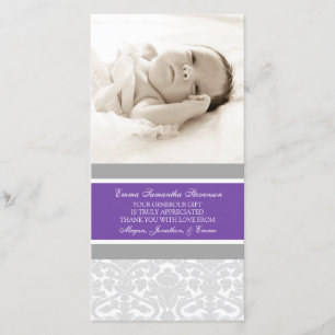 Plum Grey Dank je Baby shower fotokaarten Bedankkaart
