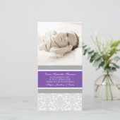 Plum Grey Dank je Baby shower fotokaarten Bedankkaart (Staand voorkant)