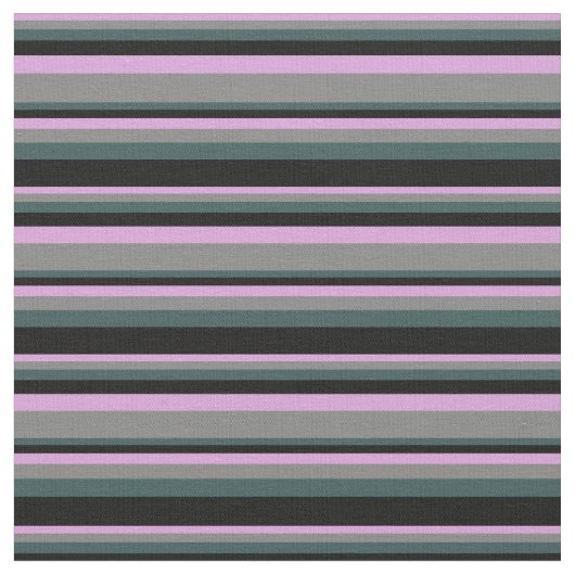 Plum, Grey, Dark Slate Grey & Black Lined Pattern Stof (Close Up)
