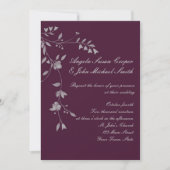 Plum Grey Floral Invitation Kaart (Voorkant)