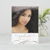Plum Grey Glitter Elegant Script Afstuderen Kaart (Staand voorkant)