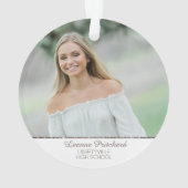 Plum Grey & Silver Script Afstuderen Fototoetsenbo Ornament (achterkant)