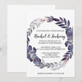 Plum Grey Wedding Invitation Kaart (Voorkant / Achterkant)
