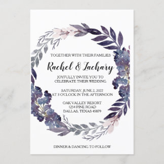 Plum Grey Wedding Invitation Kaart