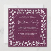 Plum Hand Printed Holly+Berries kerstparty Kaart (Voorkant)