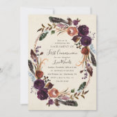 Plum Harvest Floral eerste communie Kaart (Voorkant)