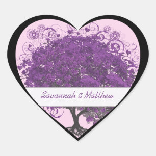 Plum Heart Leaf Tree Wedding Seal Hart Sticker