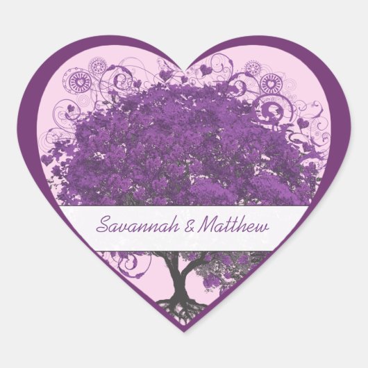 Plum Heart Leaf Tree Wedding Seal Hart Sticker (Voorkant)