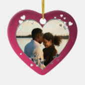 Plum Hearts and Ribbon Photo Keramisch Ornament (Voorkant)