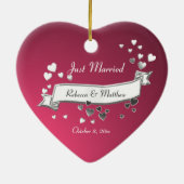 Plum Hearts and Ribbon Photo Keramisch Ornament (Achterkant)