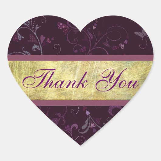 Plum Hearts Dank u Sticker / Seal (Voorkant)