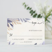 Plum Herfst Lente Zomer Lavendel Sage Bruiloft RSVP Kaartje (Staand voorkant)