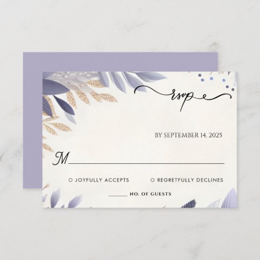 Plum Herfst Lente Zomer Lavendel Sage Bruiloft RSVP Kaartje (Voorkant / Achterkant)