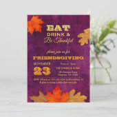 Plum herfstbladeren Eet Drink en wees dankbaar Kaart (Staand voorkant)