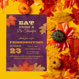 Plum herfstbladeren Eet Drink & wees dankbaar Kaart
