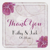 Plum hibiscus bruiloft sticker (Voorkant)