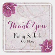 Plum hibiscus bruiloft sticker
