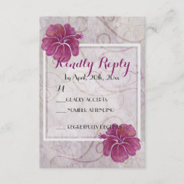 Plum hibiscus-RSVP-kaart RSVP Kaartje
