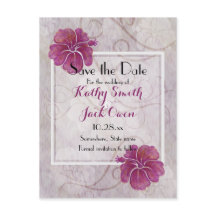 Plum hibiscus save the date briefkaart