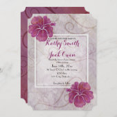 Plum hibiscus trouwkaart kaart (Voorkant / Achterkant)