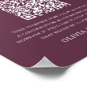 Plum Honeymoon Fund QR Code Wedding Sign Poster (Hoek)
