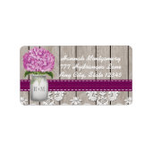 Plum Hydrangea Monogrammed Mason Jar Etiket (Voorkant)