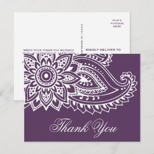 Plum Indian Paisley Bedankt Briefkaart