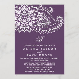Plum Indian Paisley Wedding Kaart
