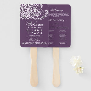 Plum Indian Paisley Wedding Programme Handwaaier