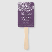 Plum Indian Paisley Wedding Programme Handwaaier (Voorkant)