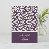 Plum/iory crème damask kaart (Staand voorkant)