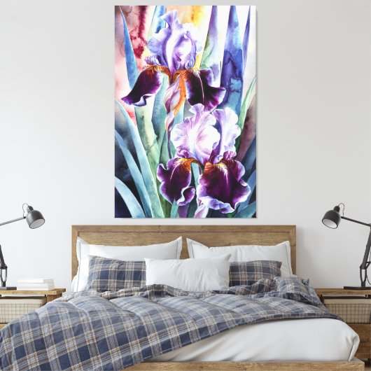 *~* PLUM Iris Bloem Artsy Iris Schilderen AP84 Canvas Afdruk (Insitu (Slaapkamer))
