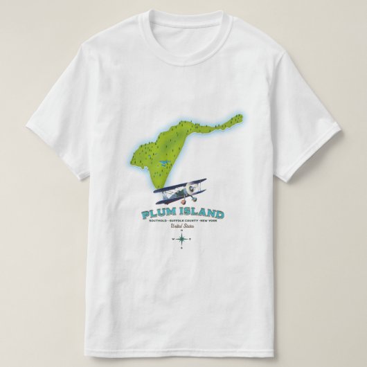 Plum Island, district Southold Suffolk, kaart New T-shirt (Design voorkant)
