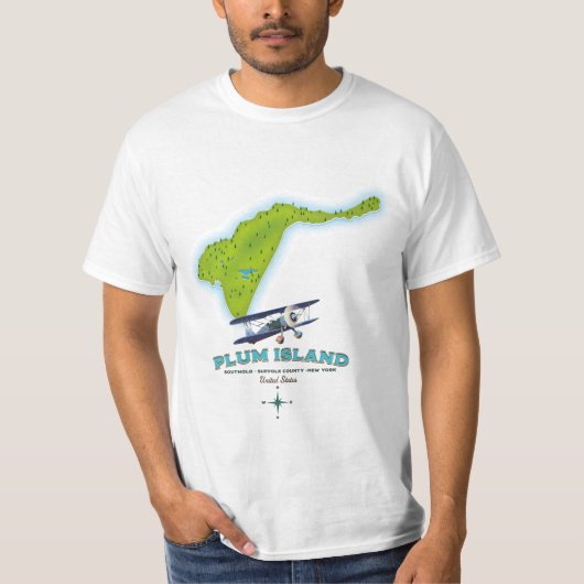 Plum Island, district Southold Suffolk, kaart New  T-shirt (Voorkant)