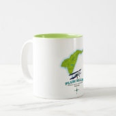 Plum Island, district Southold Suffolk, kaart New  Tweekleurige Koffiemok (Voorkant links)